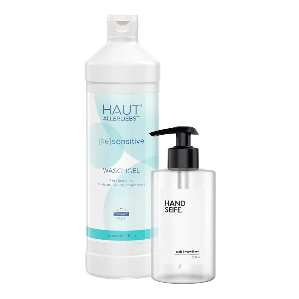 haka-4in1-waschgel-1-l-seifenspender-300-ml-lindenknospe image 1