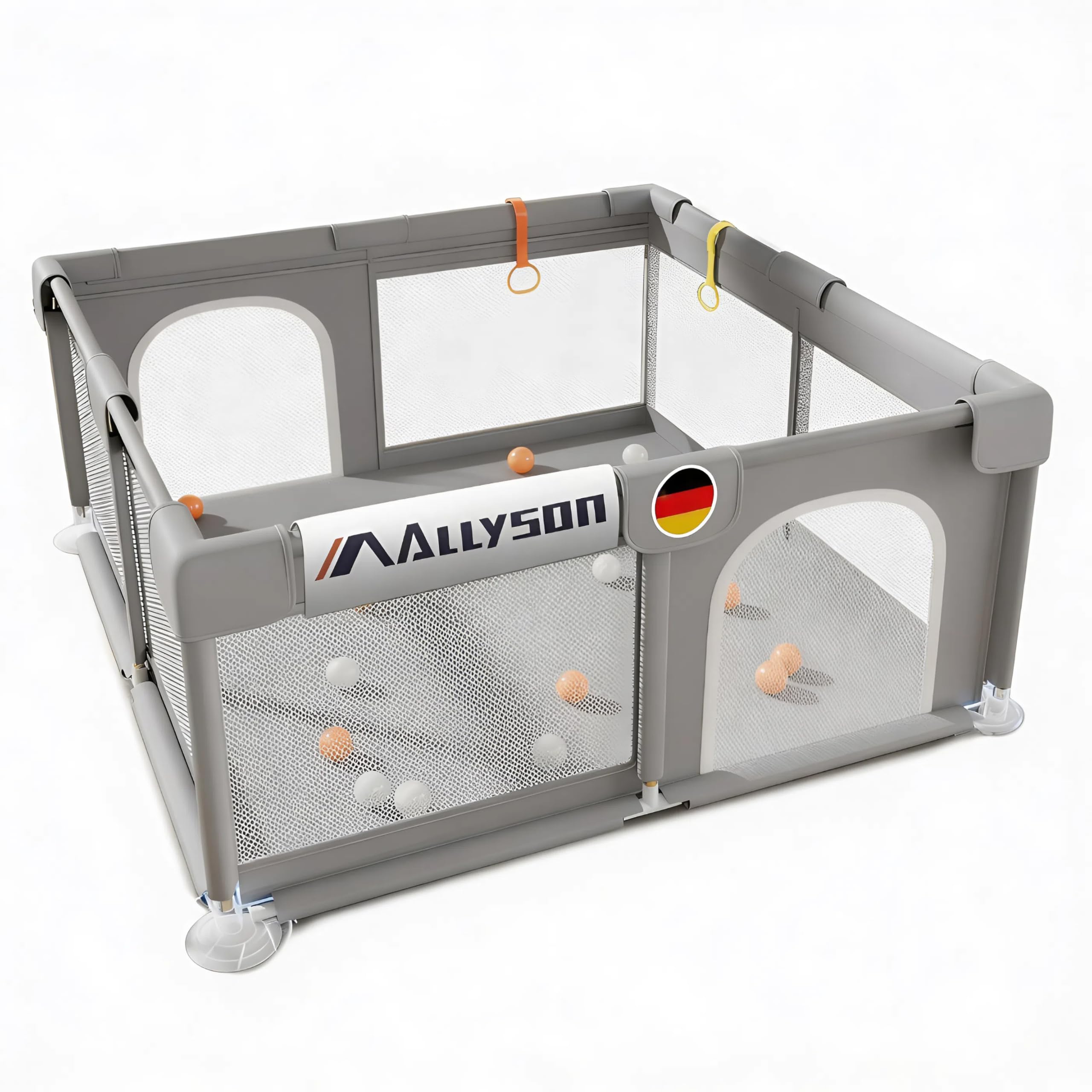 allyson-laufstall-laufgitter-baby-grau-130x130-cm-mit-matte image 1