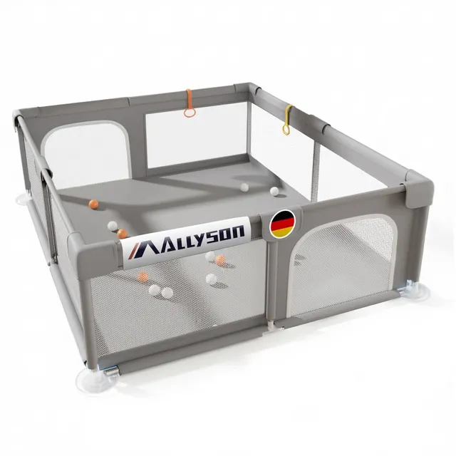 allyson-laufstall-laufgitter-baby-grau-150x180-cm-mit-matte image 1