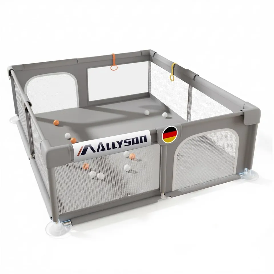 allyson-laufstall-laufgitter-baby-grau-150x180-cm-mit-matte image 1