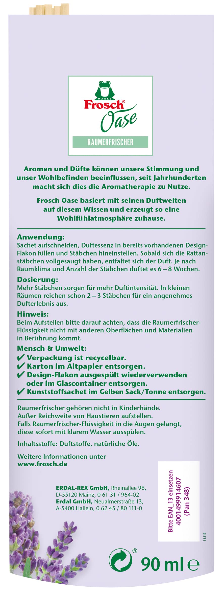 frosch-oase-raumerfrischer-lavendeltraum-nachf-llpack-90ml image 2