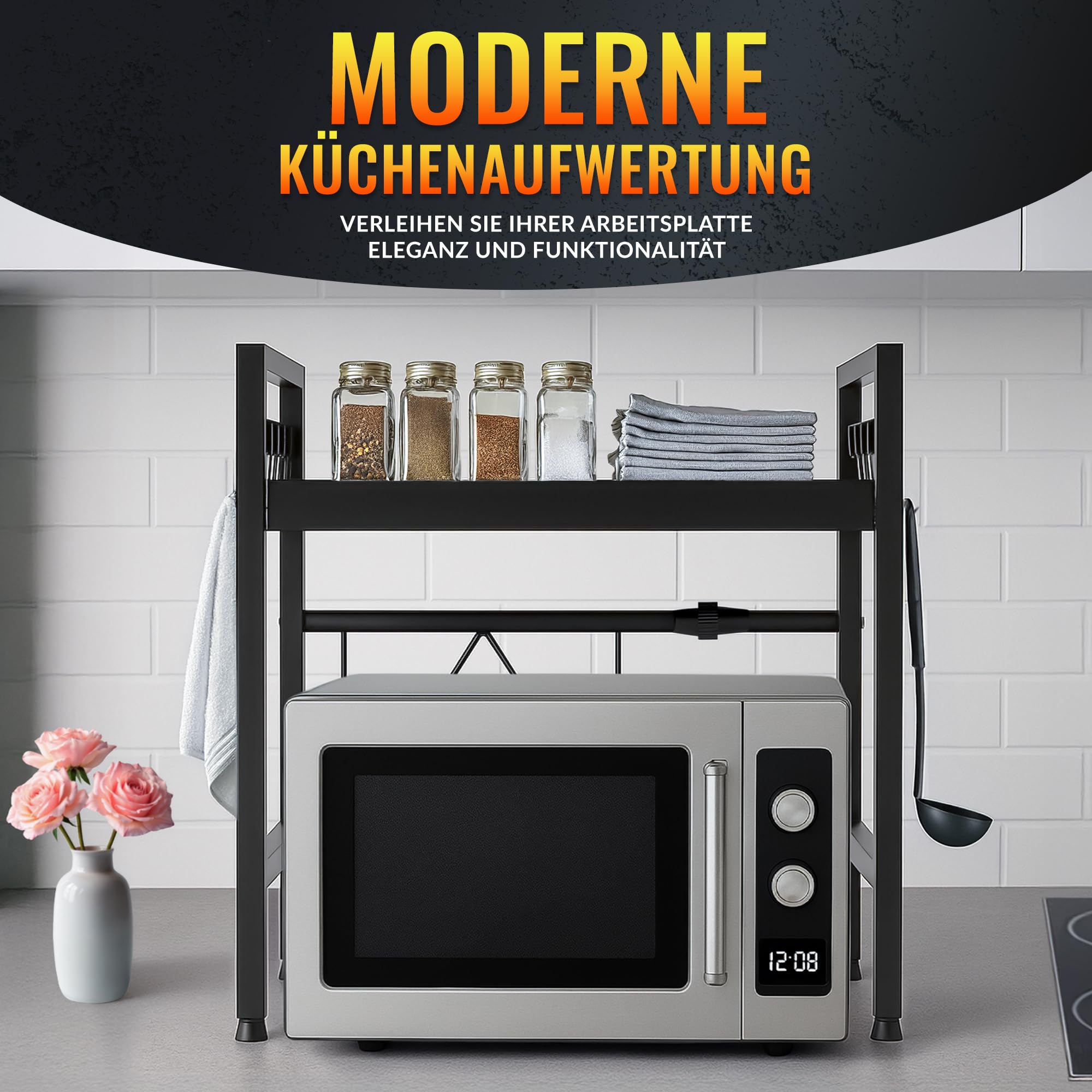 allyson-mikrowellenregal-2-stufig-eisen-verstellbar-mit-8-haken image 7