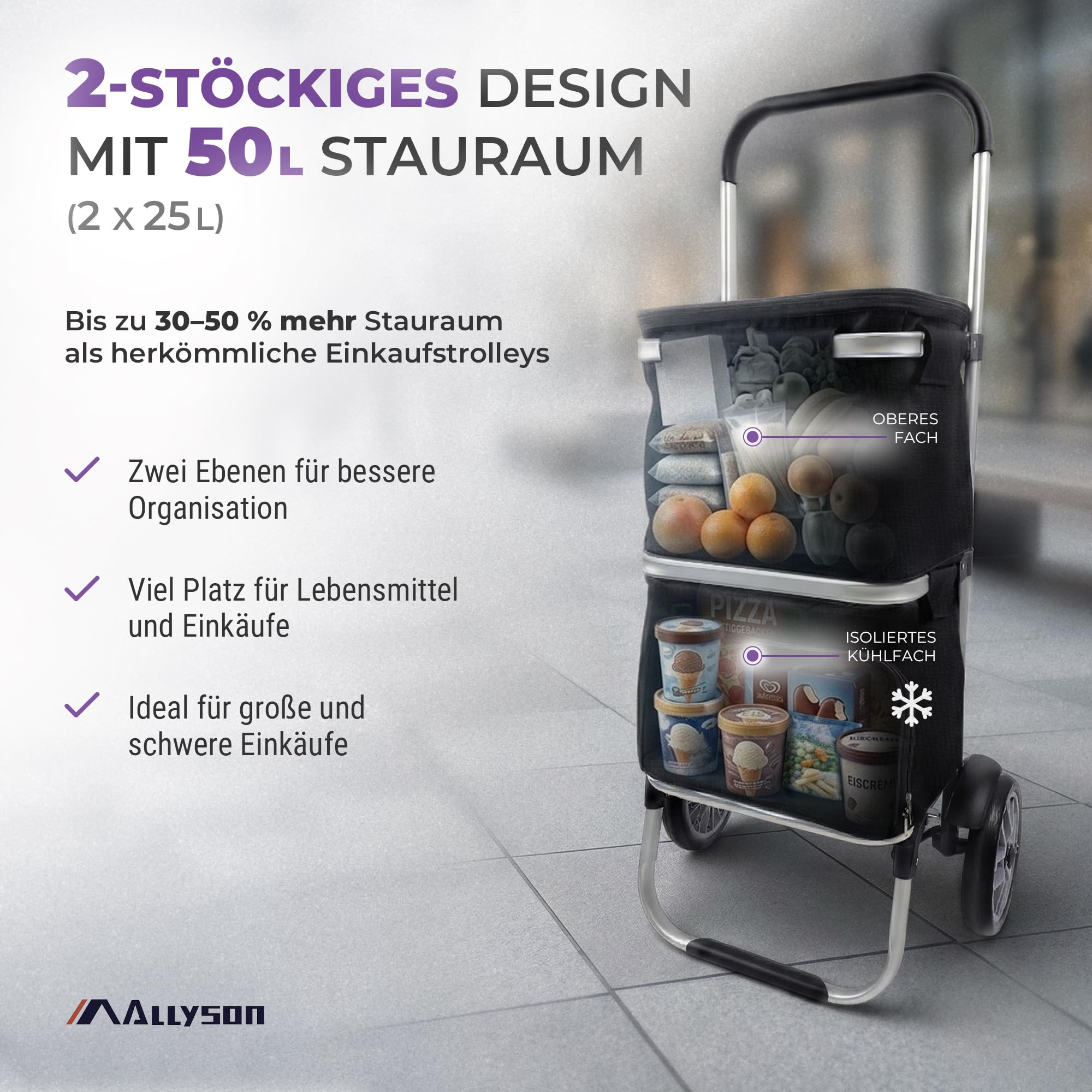 allyson-einkaufstrolley-50l-mit-k-hlfach-treppensteiger-schwarz image 3