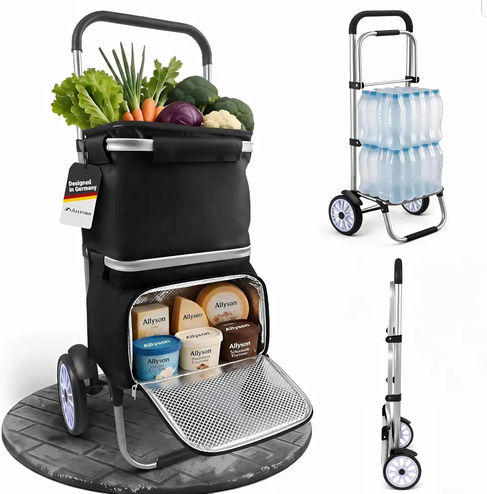 allyson-einkaufstrolley-50l-mit-k-hlfach-treppensteiger-schwarz image 1