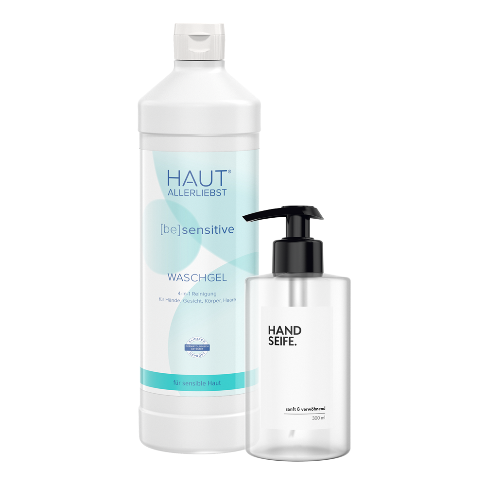 haka-4in1-waschgel-1-l-seifenspender-300-ml-lindenknospe image 1