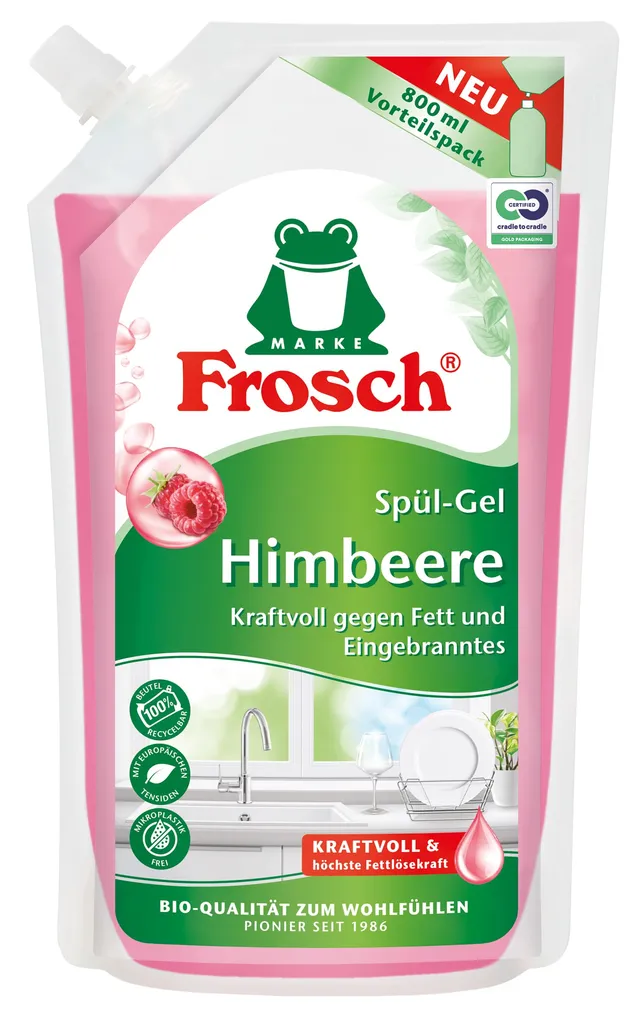 frosch-himbeer-sp-l-gel-geschirrsp-lmittel-nachf-llbeutel-800ml image 1