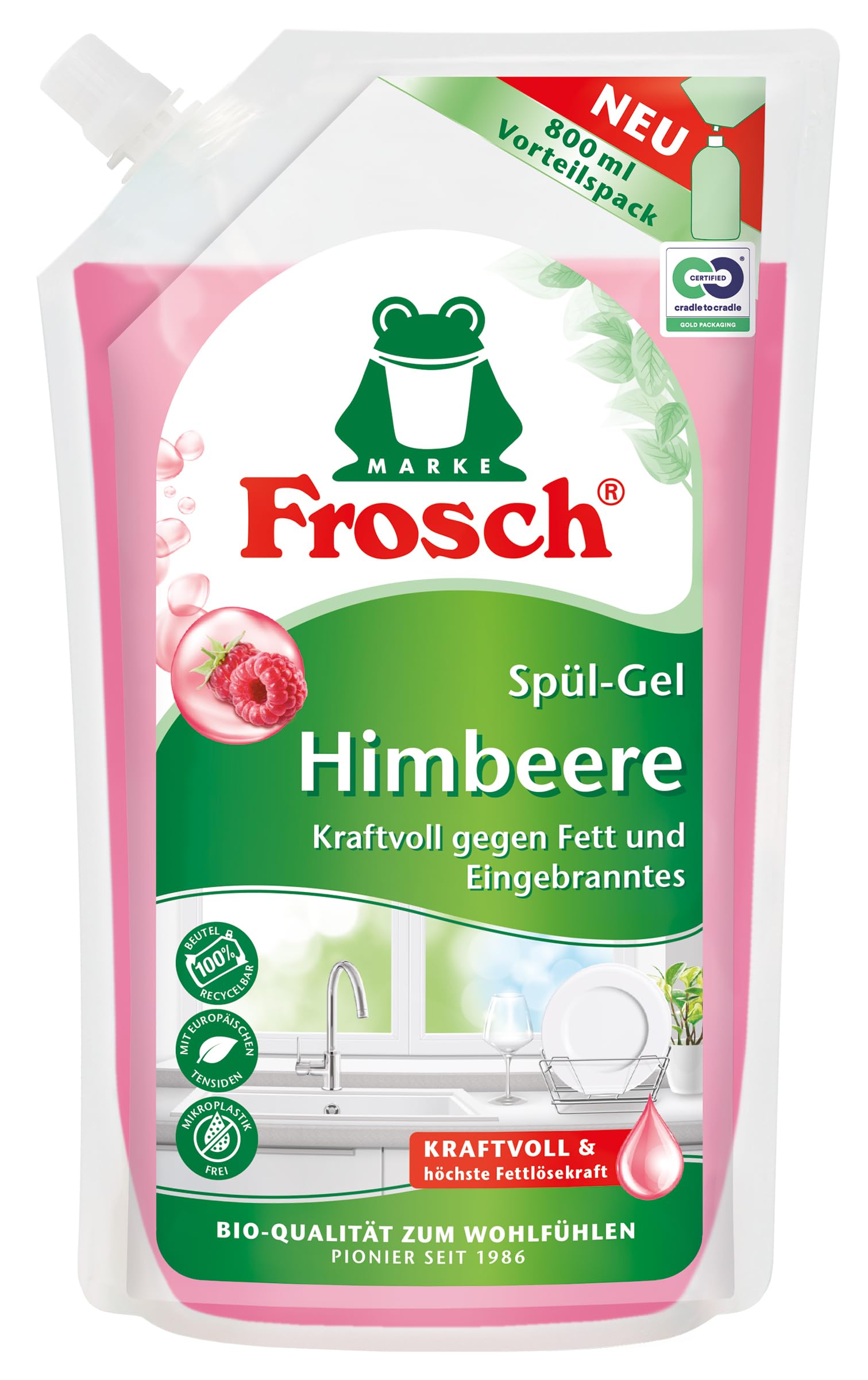 frosch-himbeer-sp-l-gel-geschirrsp-lmittel-nachf-llbeutel-800ml image 1