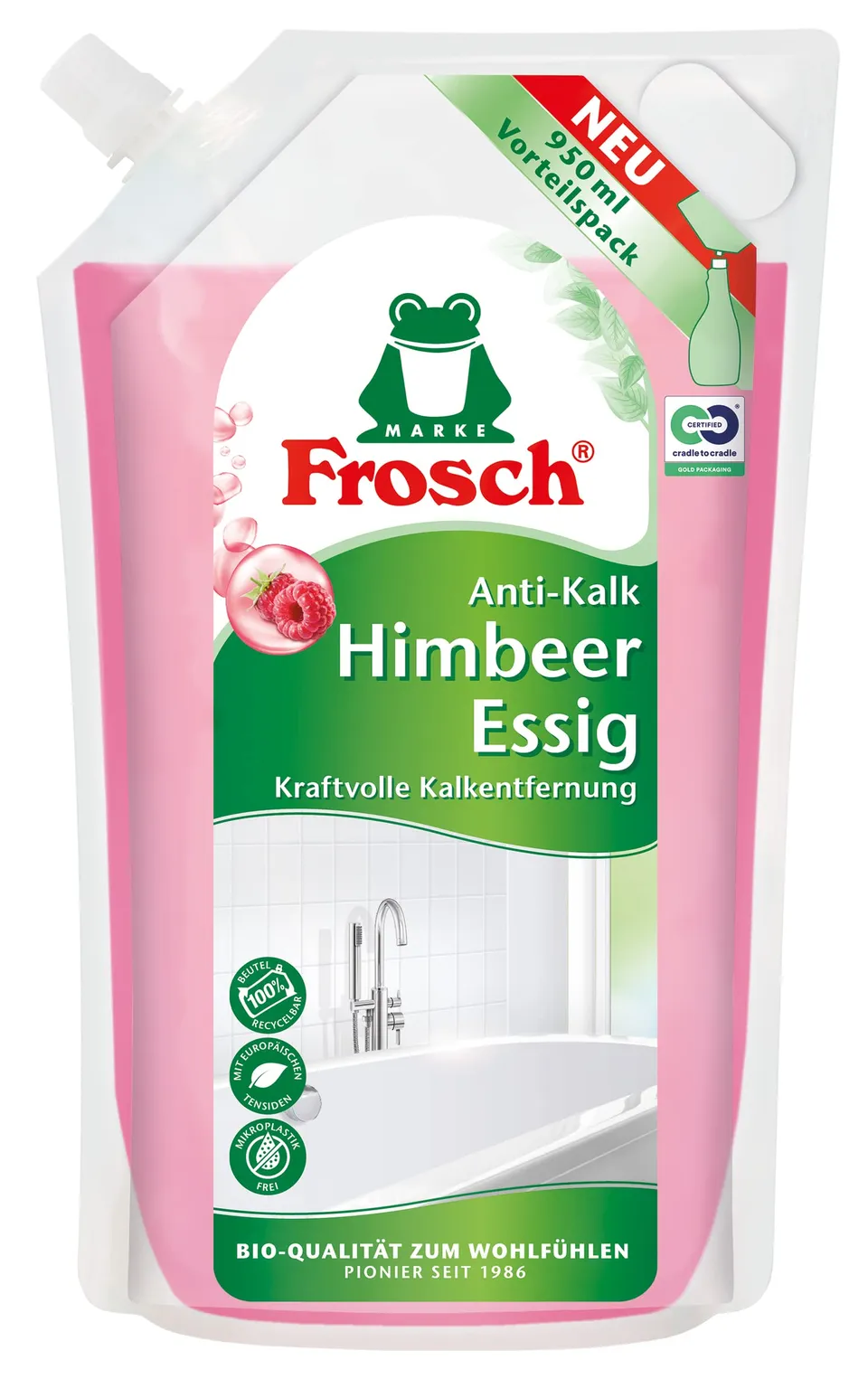 frosch-surface-cleaners-himbeer-essig-anti-kalk-950ml-beutel image 1