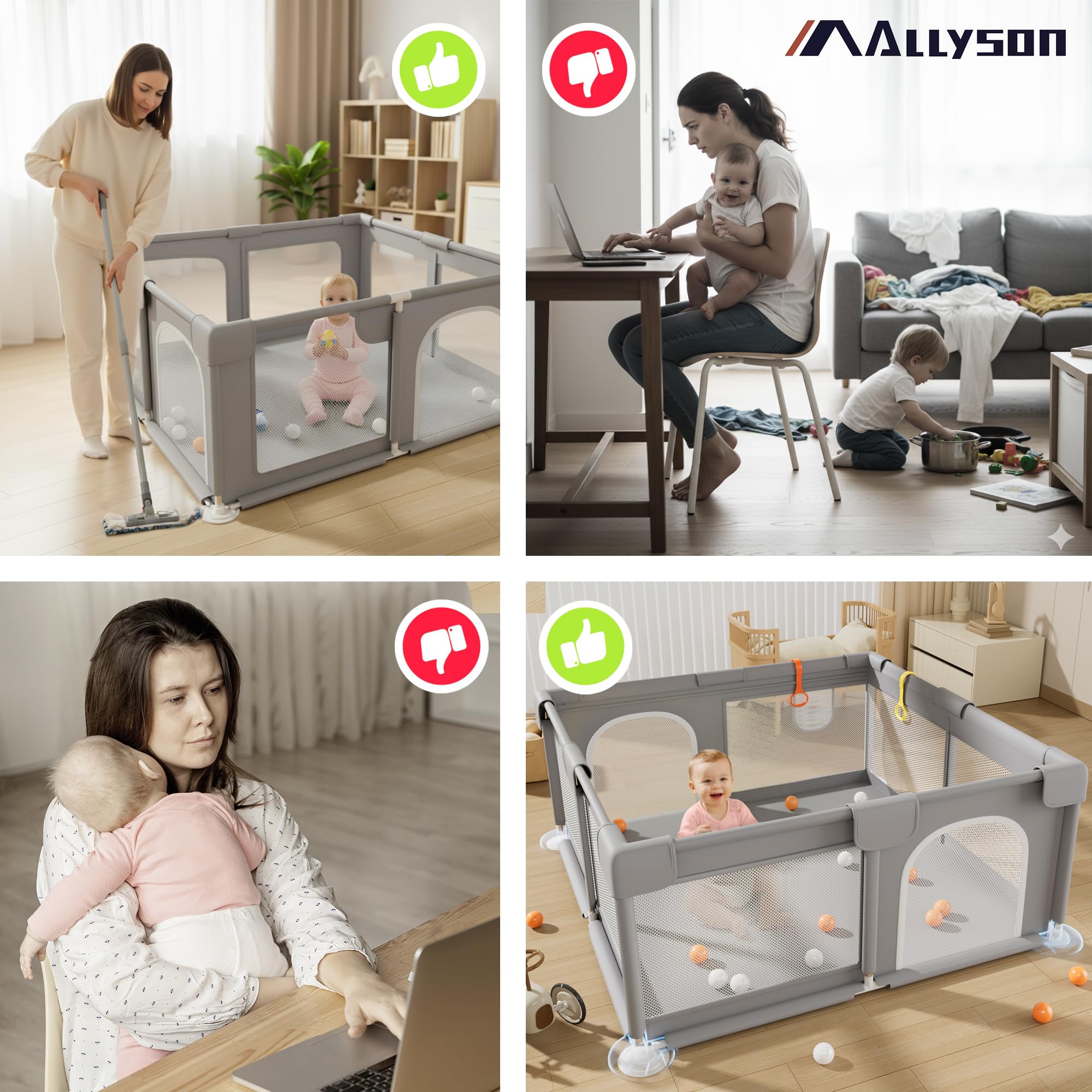 allyson-laufstall-laufgitter-baby-grau-130x130-cm-mit-matte image 8