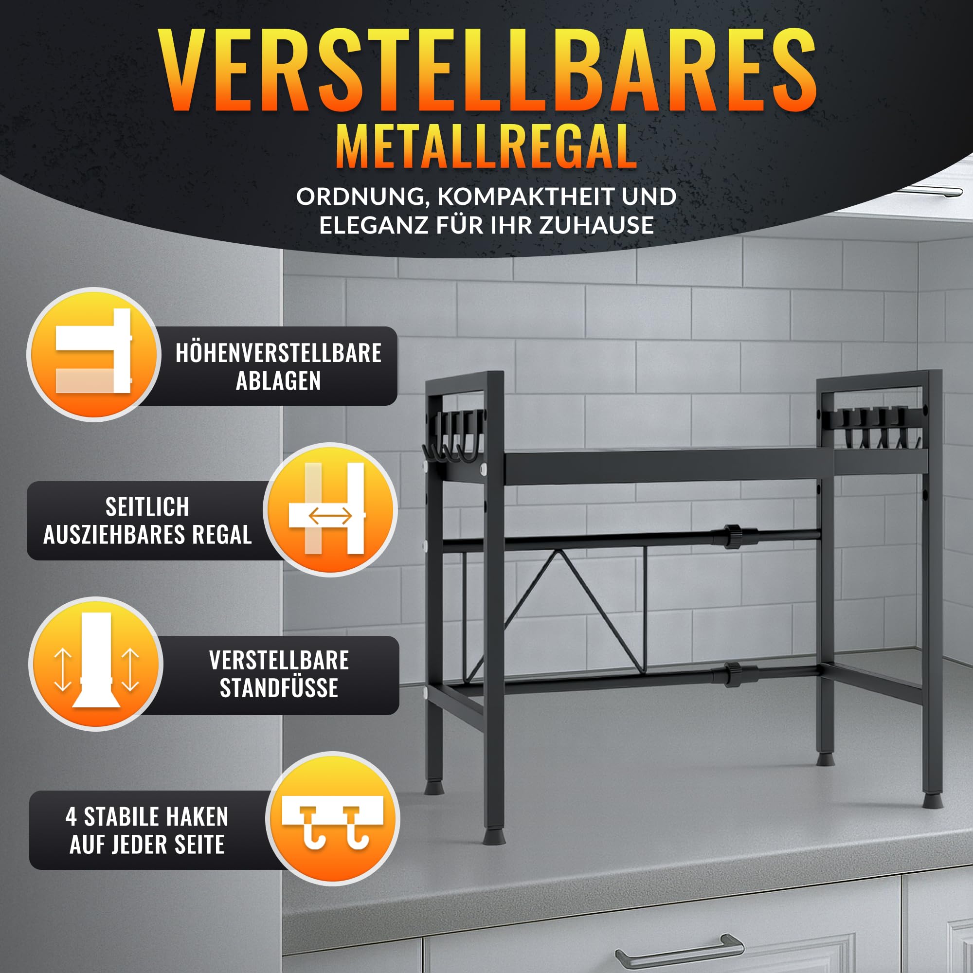 allyson-mikrowellenregal-2-stufig-eisen-verstellbar-mit-8-haken image 4
