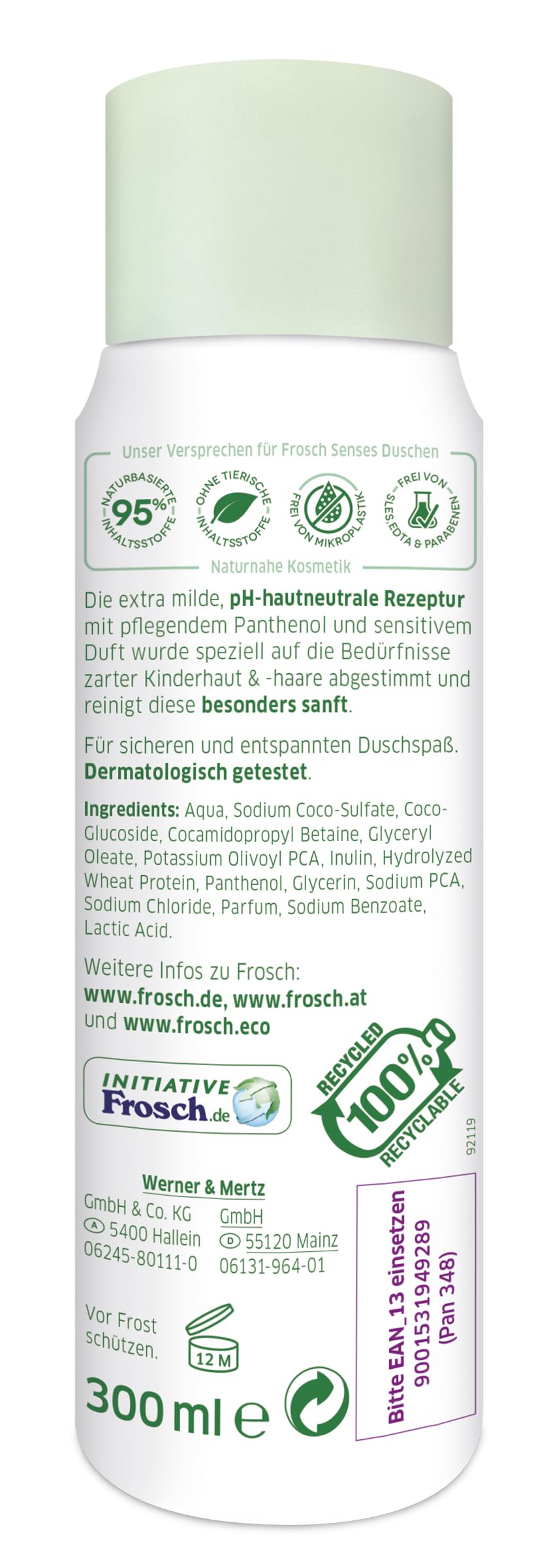 frosch-senses-kinder-duschgel-shampoo-300-ml-panthenol image 2