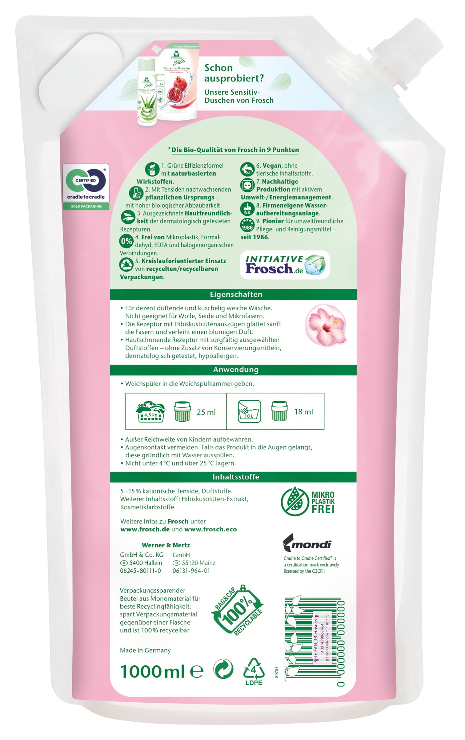 frosch-sensitiv-weichsp-ler-hibiskusbl-te-40-wl-1-l-vegan image 2