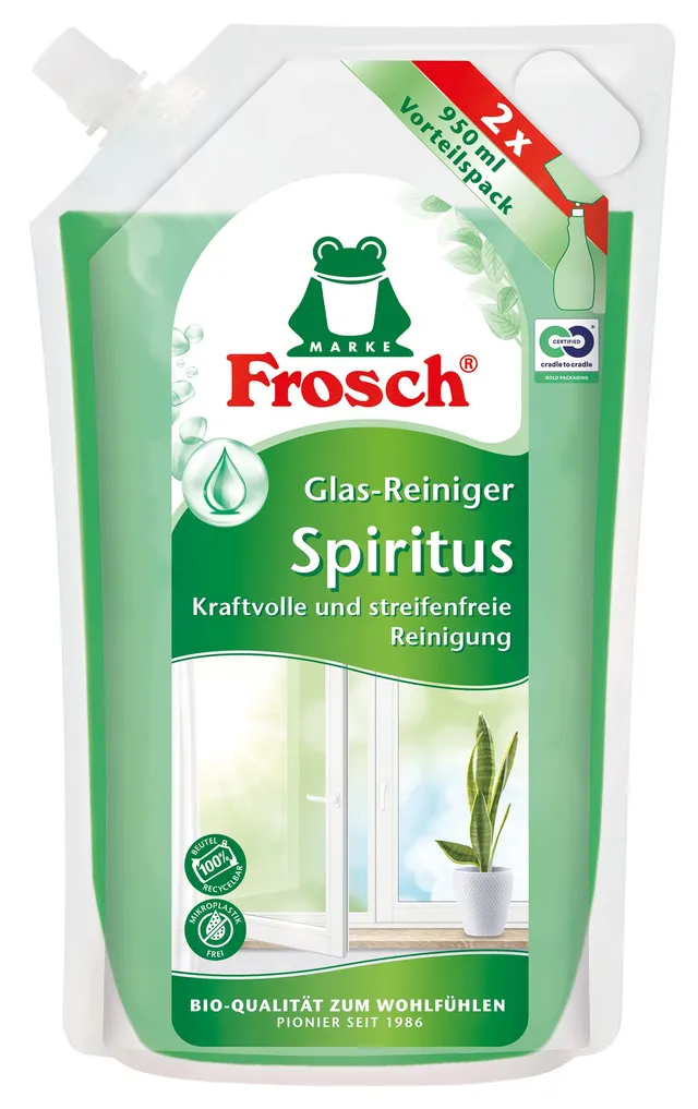 frosch-spiritus-glas-reiniger-nachf-llbeutel-950-ml-vegan image 1