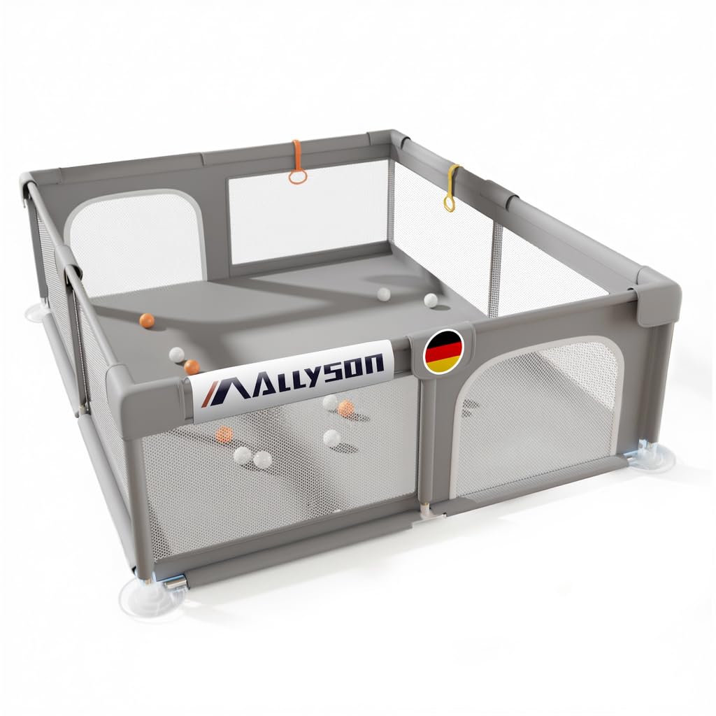 allyson-laufstall-laufgitter-baby-grau-150x180-cm-mit-matte image 1