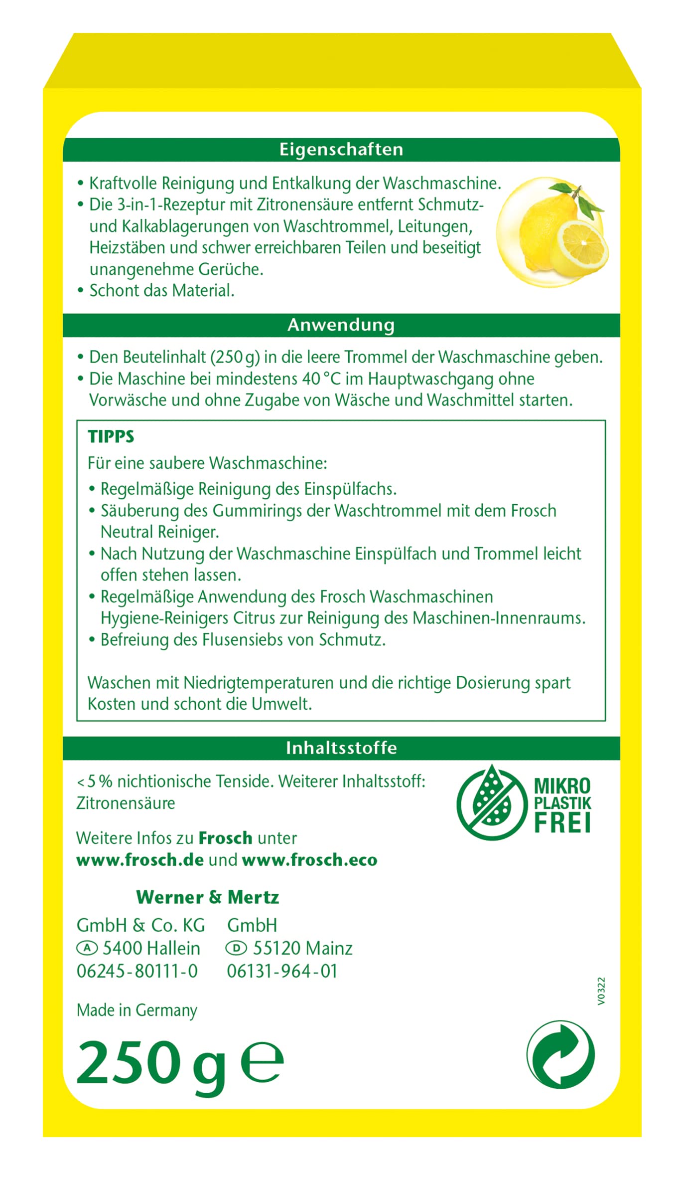 frosch-citrus-waschmaschinenreiniger-pulver-250-g-zitronens-ure image 2