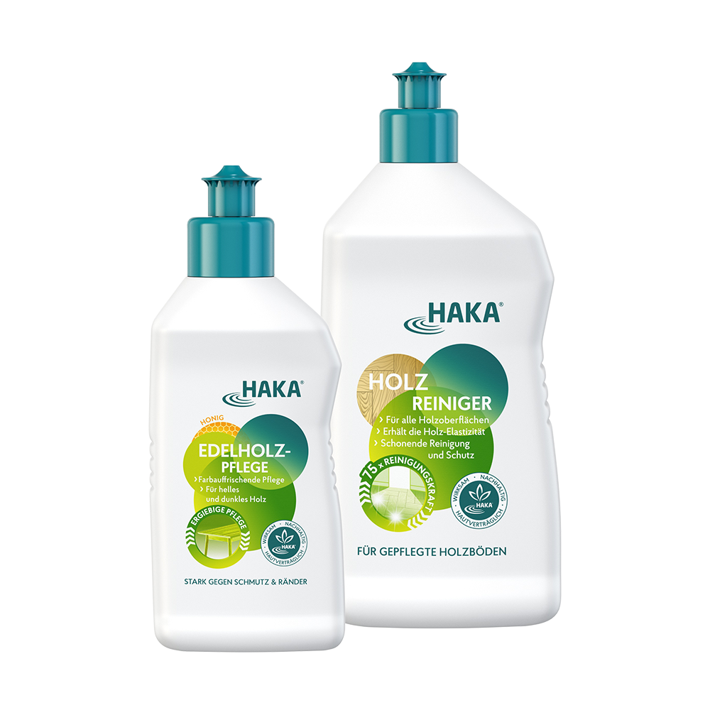 haka-neutralseife-holz-set-reiniger-750ml-pflege-250ml image 1