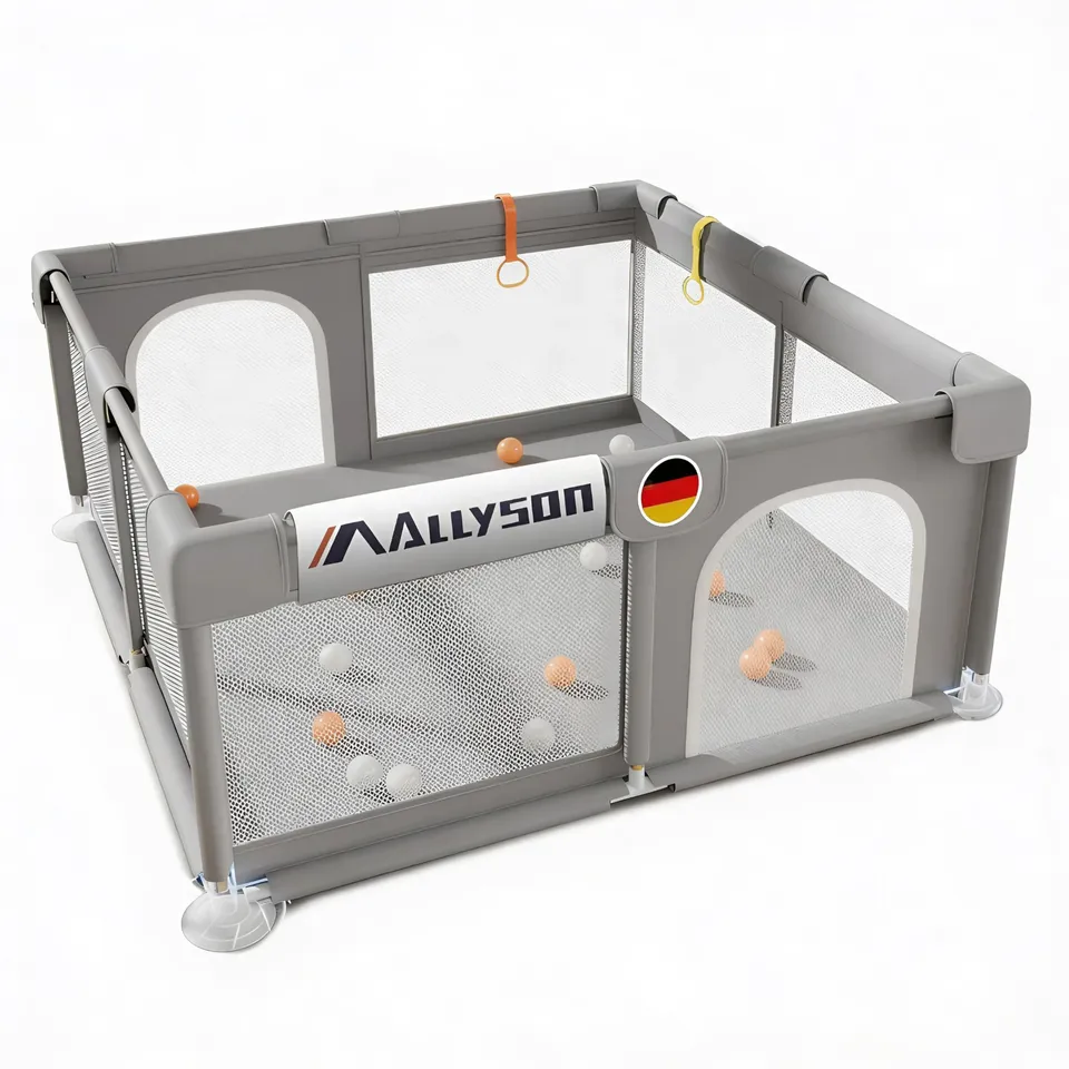 allyson-laufstall-laufgitter-baby-grau-130x130-cm-mit-matte image 1