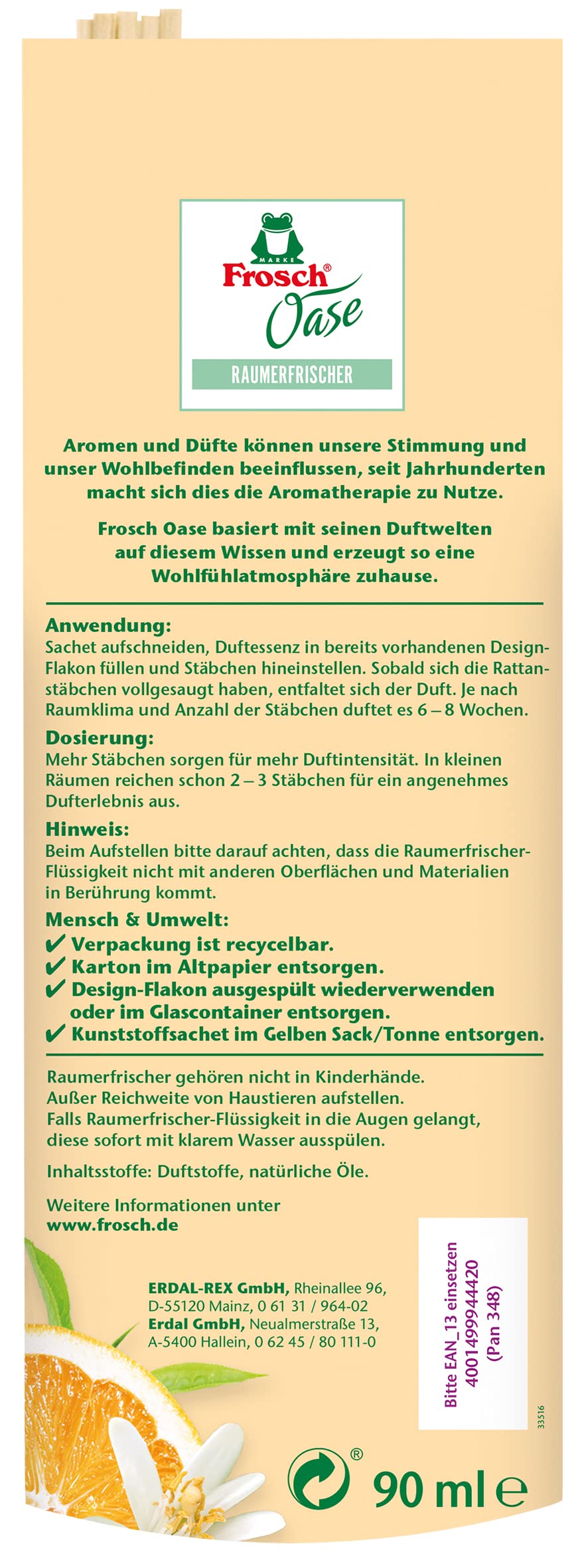 frosch-oase-raumerfrischer-orangenbl-te-nachf-llpack-90ml image 2