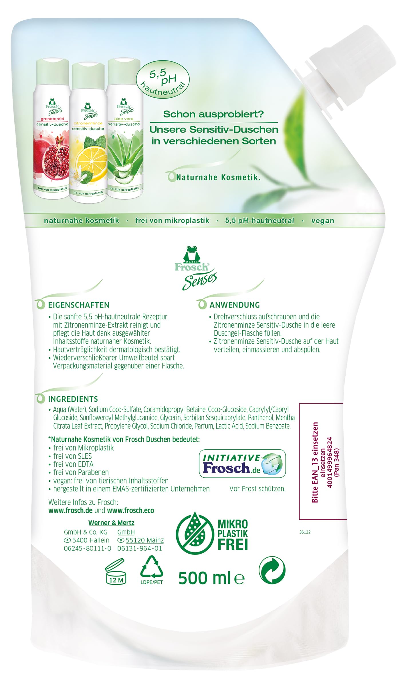 frosch-senses-zitronenminze-sensitiv-dusche-duschgel-500ml image 2