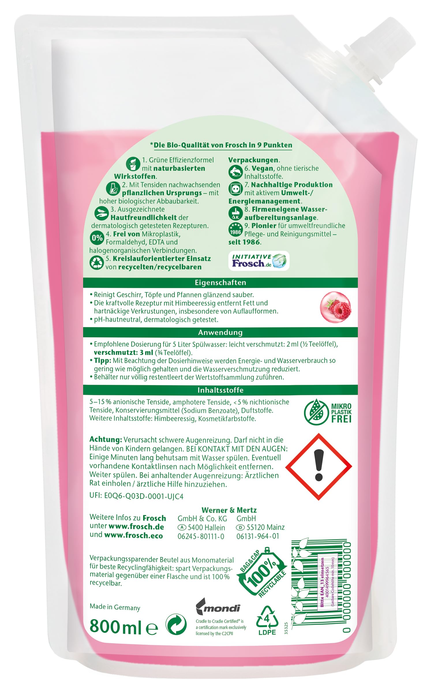 frosch-himbeer-sp-l-gel-geschirrsp-lmittel-nachf-llbeutel-800ml image 2