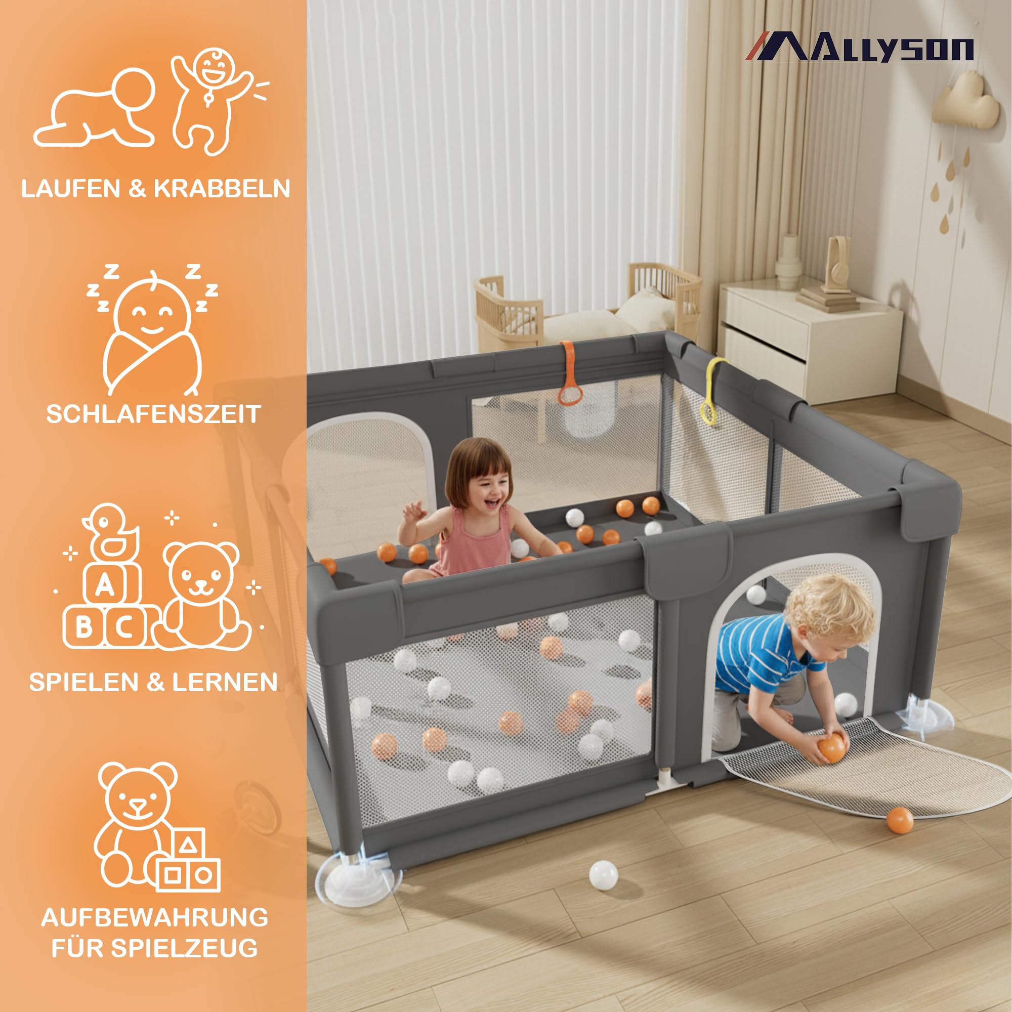 allyson-laufstall-laufgitter-baby-dunkelgrau-130x130-cm-matte image 5